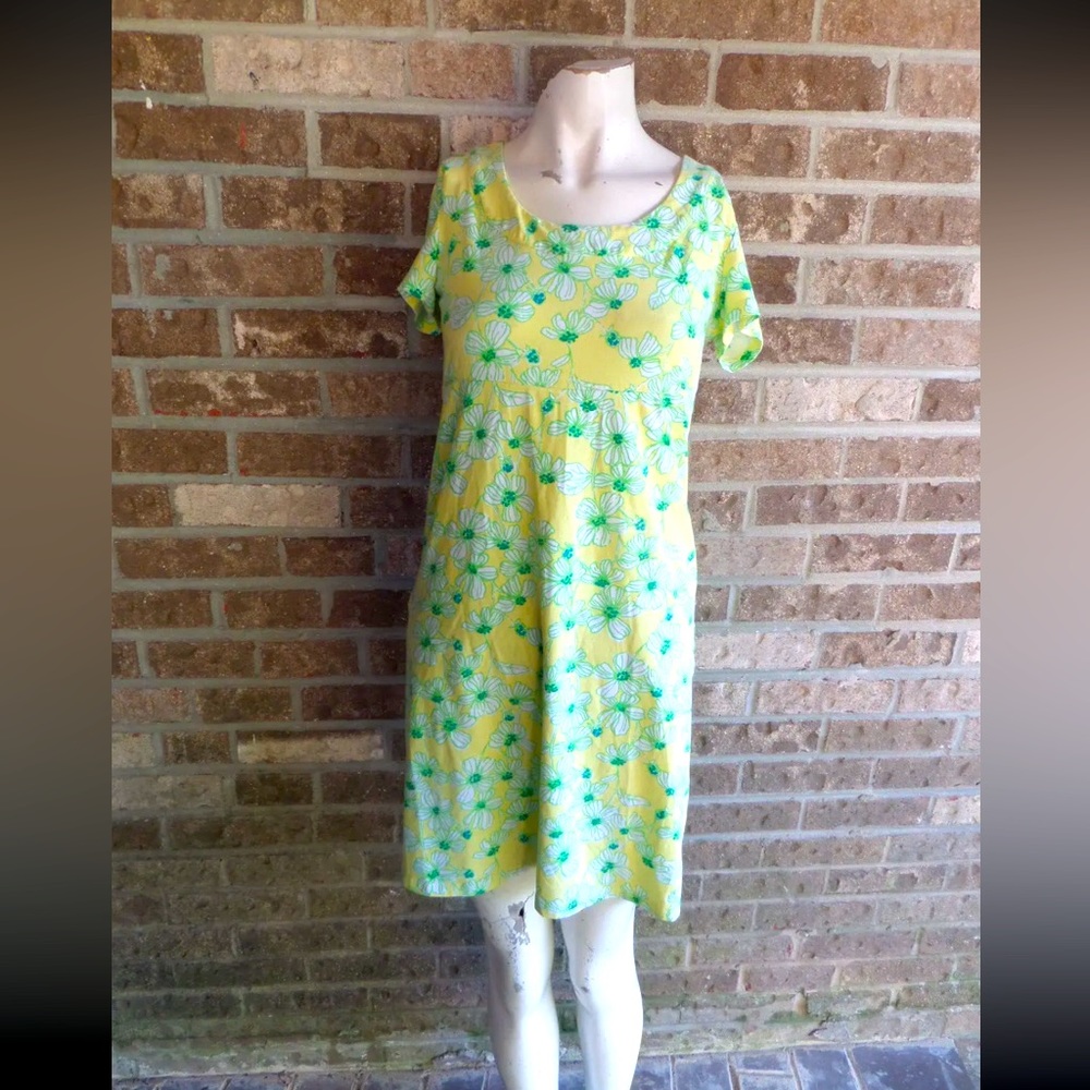 Lilly Pulitzer pale Yellow, Green & white Printed Dress Sz XS